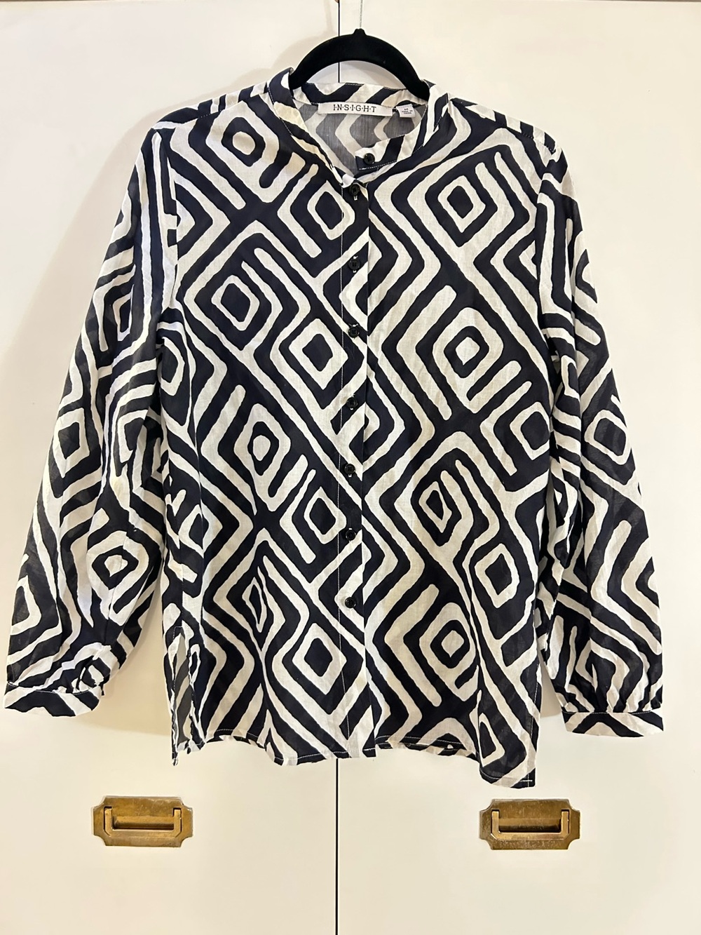 Insight Cotton Geometric Button Down Blouse